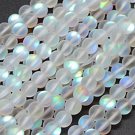Kulki z połyskiem ze szkła 8mm mleczne (4szt.)