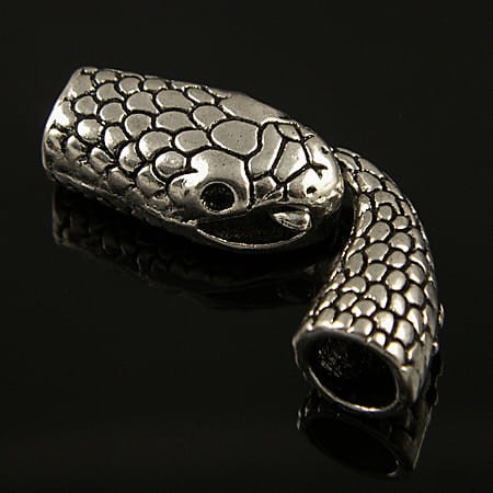 Zapięcie wąż z metalu 40x13mm, średnica wew. 7mm ciemne srebrne (1kpl.)