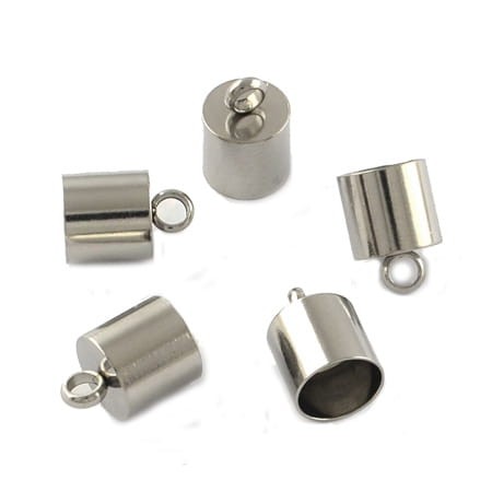 Końcówki do wklejania stal chirurgiczna 13x10mm wew. 9mm ciemne srebrne (2szt.)