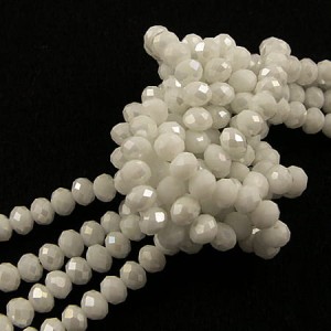 Oponki fasetowane szklane 6x4mm białe z połyskiem AB (20szt.)