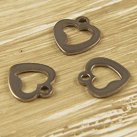 Zawieszka serce stal chirurgiczna 10x9mm ciemna srebrna (1szt.)