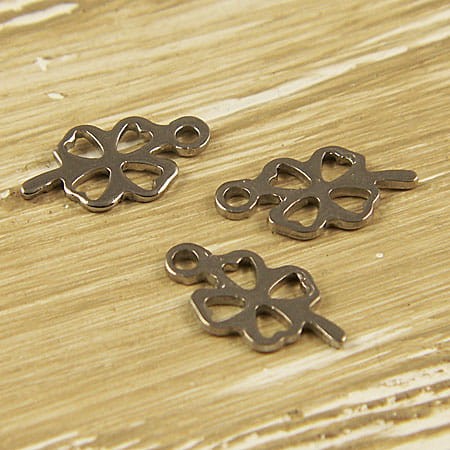 Zawieszka koniczynka stal chirurgiczna 12mmx6.5mm ciemna srebrna (1szt)