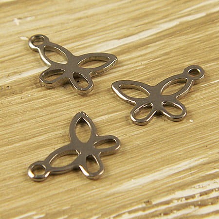 Zawieszka motylek stal chirurgiczna 11mmx7.5mm ciemna srebrna (1szt)
