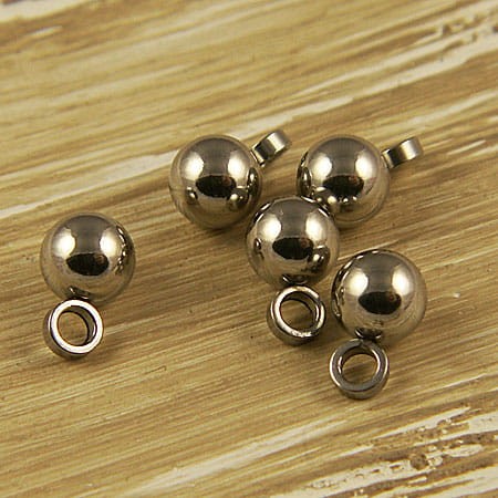 Zawieszka kulka stal chirurgiczna 8x5mm ciemna srebrna (1szt.)