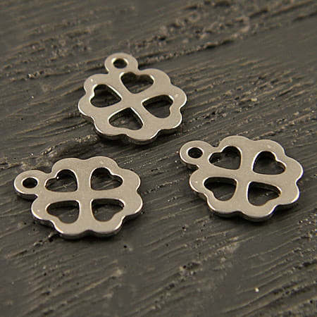Zawieszka koniczynka stal chirurgiczna 15mmx13mm ciemna srebrna (1szt)