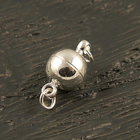 Zapięcie z metalu kulka z magnesem 14x8mm srebrne (1kpl.)