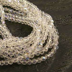 Kulki ze szkła fasetowane 4mm crystal AB (85szt.)