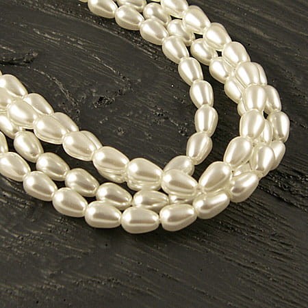 Czeskie perły krople ze szkła 7x5mm świetlista biel (20szt.)