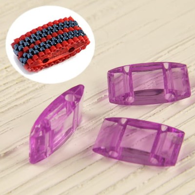 Baza do beadingu z akrylu 17.5x9x5mm purpurowa (12szt) WYPRZEDAŻ