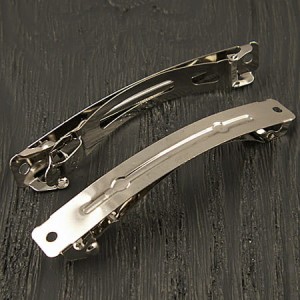 Spinka automatyczna do włosów baza metalowa 80x10mm ciemna srebrna (1szt.)