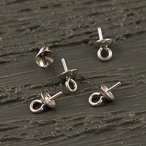 Krawatka z bolcem do wklejania 7x4mm stal chirurgiczna ciemne srebro (1szt.)