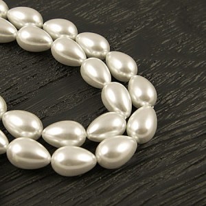 Perełki krople łezki ze szkła 13.5x9mm białe (10szt.)