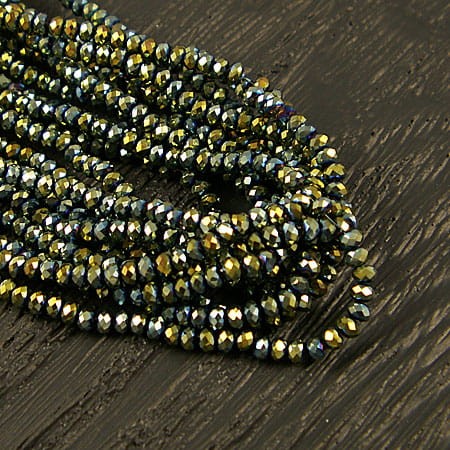 Oponki fasetowane ze szkła 3.5x3mm zielono-niebieskie (120szt)