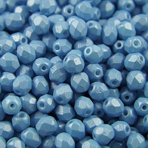 Czeskie koraliki szklane Fire Polish 4mm Gold Shine Blue (40szt.)