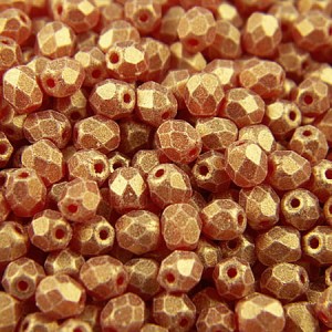 Czeskie koraliki szklane Fire Polish 4mm Sueded Gold Ruby (40szt.)