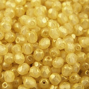 Czeskie koraliki szklane Fire Polish 4mm Sueded Gold Lame (40szt.)