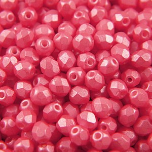 Czeskie koraliki szklane Fire Polish 4mm Pearl Shine Rose (40szt.)