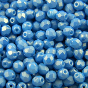 Czeskie koraliki szklane Fire Polish 4mm Pearl Shine Aqua (40szt.)