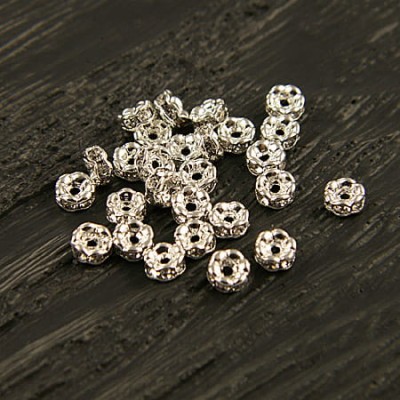 Przekładka z metalu z cyrkoniami 4x2mm srebrno-przezroczysta (4szt.)