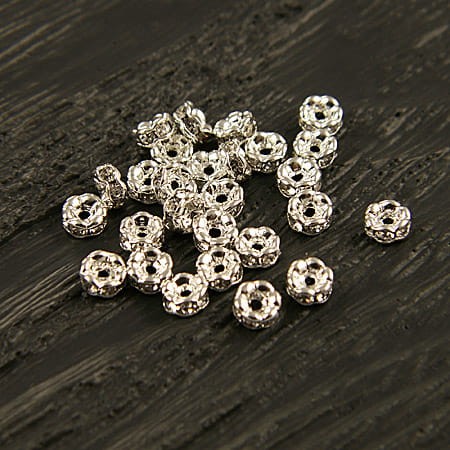 Przekładka z metalu z cyrkoniami 4x2mm srebrno-przezroczysta (4szt.)