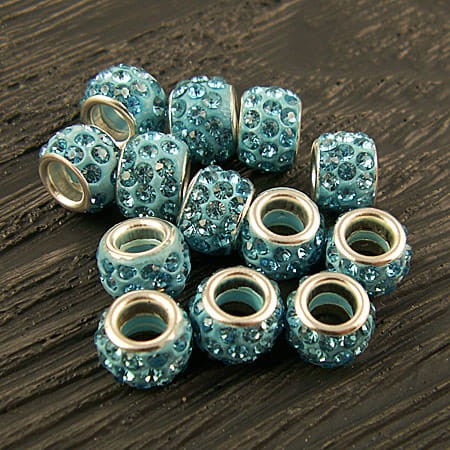 Przekładka z metalu z cyrkoniami 11x7.5mm niebieska (1szt.)