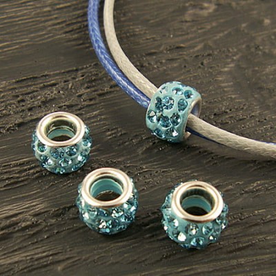 Przekładka z metalu z cyrkoniami 11x7.5mm niebieska (1szt.)