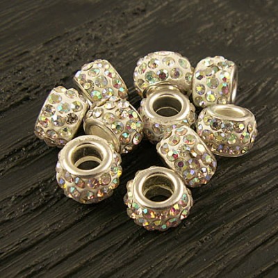 Przekładka z metalu z cyrkoniami 11x7.5mm przezroczysta AB (1szt.)