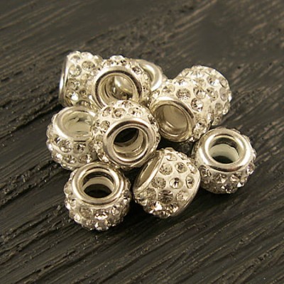 Przekładka z metalu z cyrkoniami 11x7.5mm przezroczysta (1szt.)