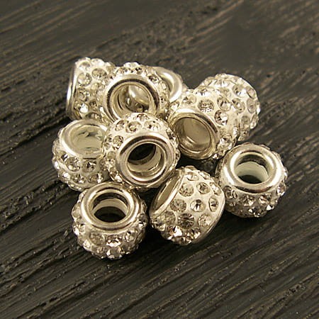 Przekładka z metalu z cyrkoniami 11x7.5mm przezroczysta (1szt.)