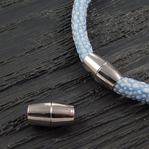 Zapięcie/końcówki magnetyczne z metalu 16x10mm, wew. 7mm ciemne srebrne (1kpl.)