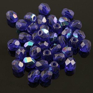 Czeskie koraliki szklane Fire Polish 3mm Dark Sapphire AB (40szt.)