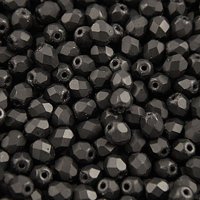 Koraliki Fire Polish ze szkła 3mm Matte Jet (40szt)