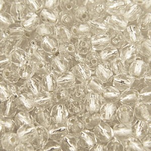 Czeskie koraliki szklane Fire Polish 3mm Crystal Silver-Lined (40szt.)