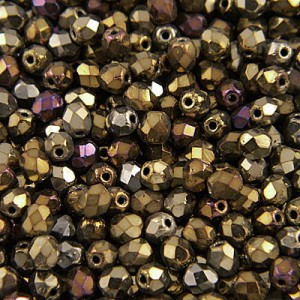 Koraliki Fire Polish ze szkła 3mm Iris Brown (40szt.)