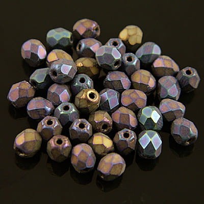 Koraliki Fire Polish ze szkła 3mm Matte Iris Blue (40szt)