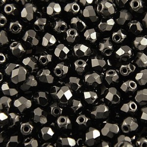 Koraliki Fire Polish ze szkła 3mm Jet (40szt.)