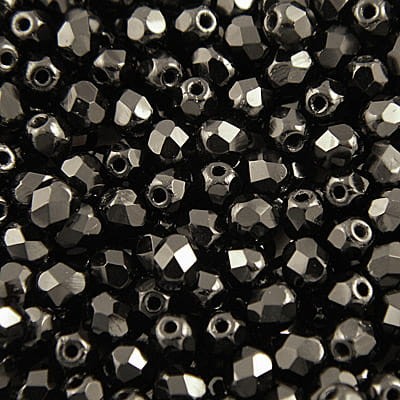 Koraliki Fire Polish ze szkła 3mm Jet (40szt.)