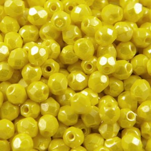 Koraliki Fire Polish ze szkła 3mm Luster Opaque Yellow (40szt.)