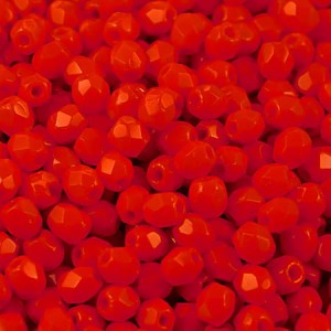 Koraliki Fire Polish ze szkła 3mm Opaque Light Red (40szt.)