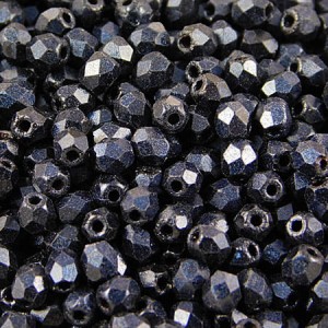 Koraliki Fire Polish ze szkła 3mm Metallic Suede Dark Blue (40szt.)