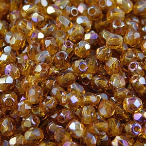 Czeskie koraliki szklane Fire Polish 3mm Twilight Dark Topaz (40szt.)