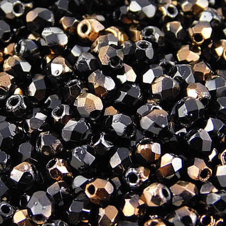 Koraliki Fire Polish ze szkła 3mm Luster Bronze 1/2 Jet (40szt.)