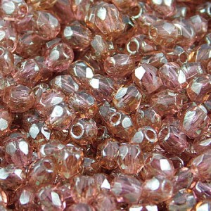 Czeskie koraliki szklane Fire Polish 3mm Luster Pink (40szt.)