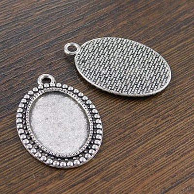 Baza z metalu do kaboszonów 25x18mm ciemna srebrna (2szt)