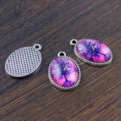 Baza z metalu do kaboszonów 18x13mm ciemna srebrna (4szt.)