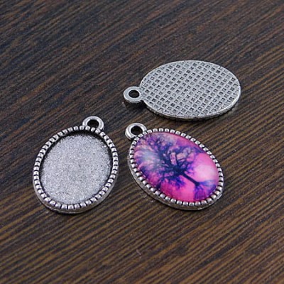 Baza z metalu do kaboszonów 18x13mm ciemna srebrna (4szt.)