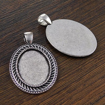 Baza z metalu do kaboszonów 25x18mm ciemna srebrna (1szt.)