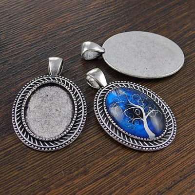 Baza z metalu do kaboszonów 25x18mm ciemna srebrna (1szt.)