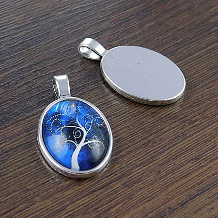 Baza z metalu do kaboszonów 25x18mm ciemna srebrna (2szt.)