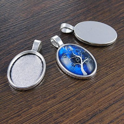 Baza z metalu do kaboszonów 25x18mm ciemna srebrna (2szt.)